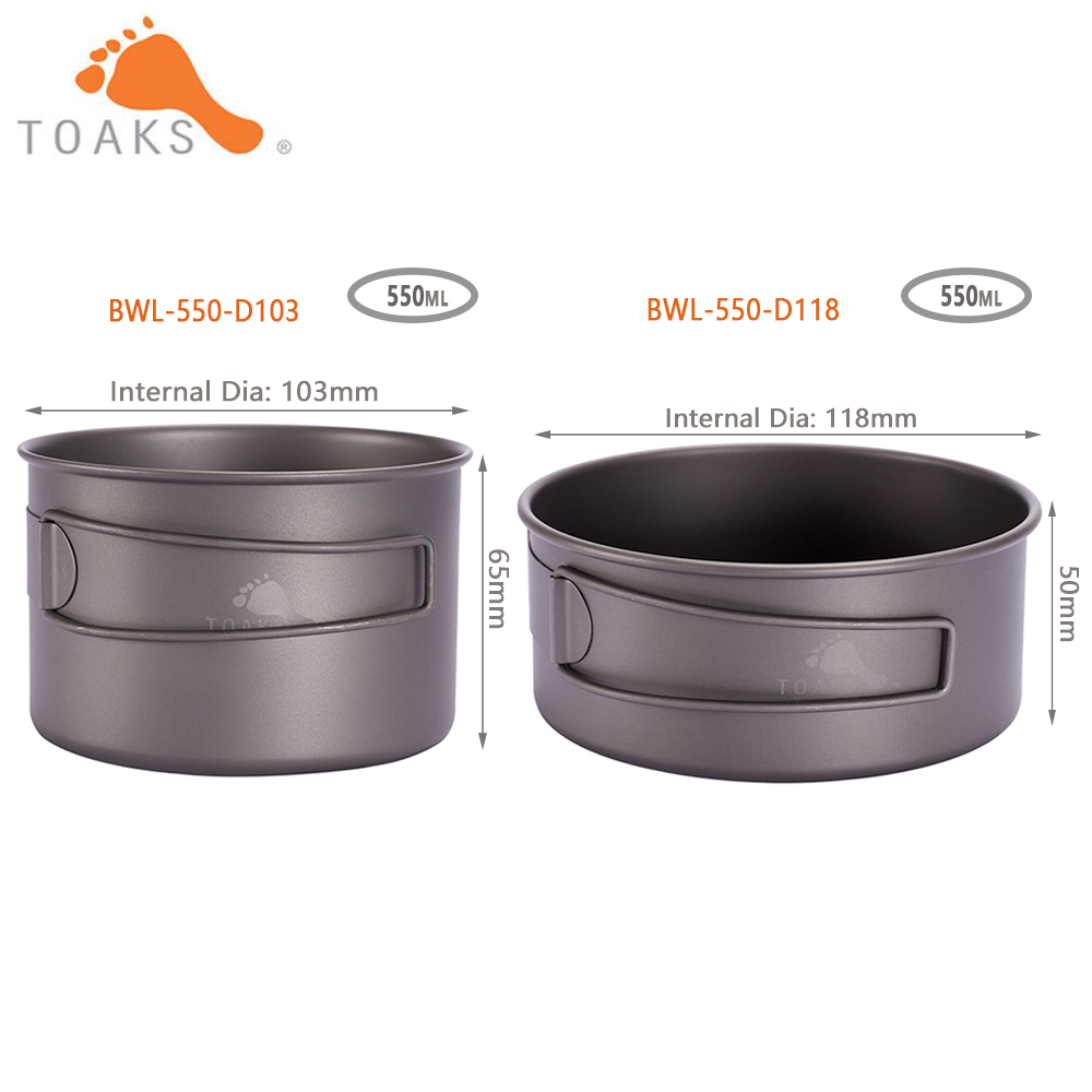 Camping Outdoor Cooking Equipment - TOAKS BWL-550 Camping tytanowa miska z