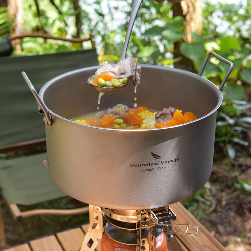 Camping Outdoor Cooking Equipment - Bezgraniczna podróż tytanowy garnek przenośna o