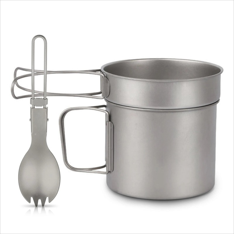 Camp Spork Set - Lixada Ultralekki Tytanowy Zestaw Naczyń Kempingowych,