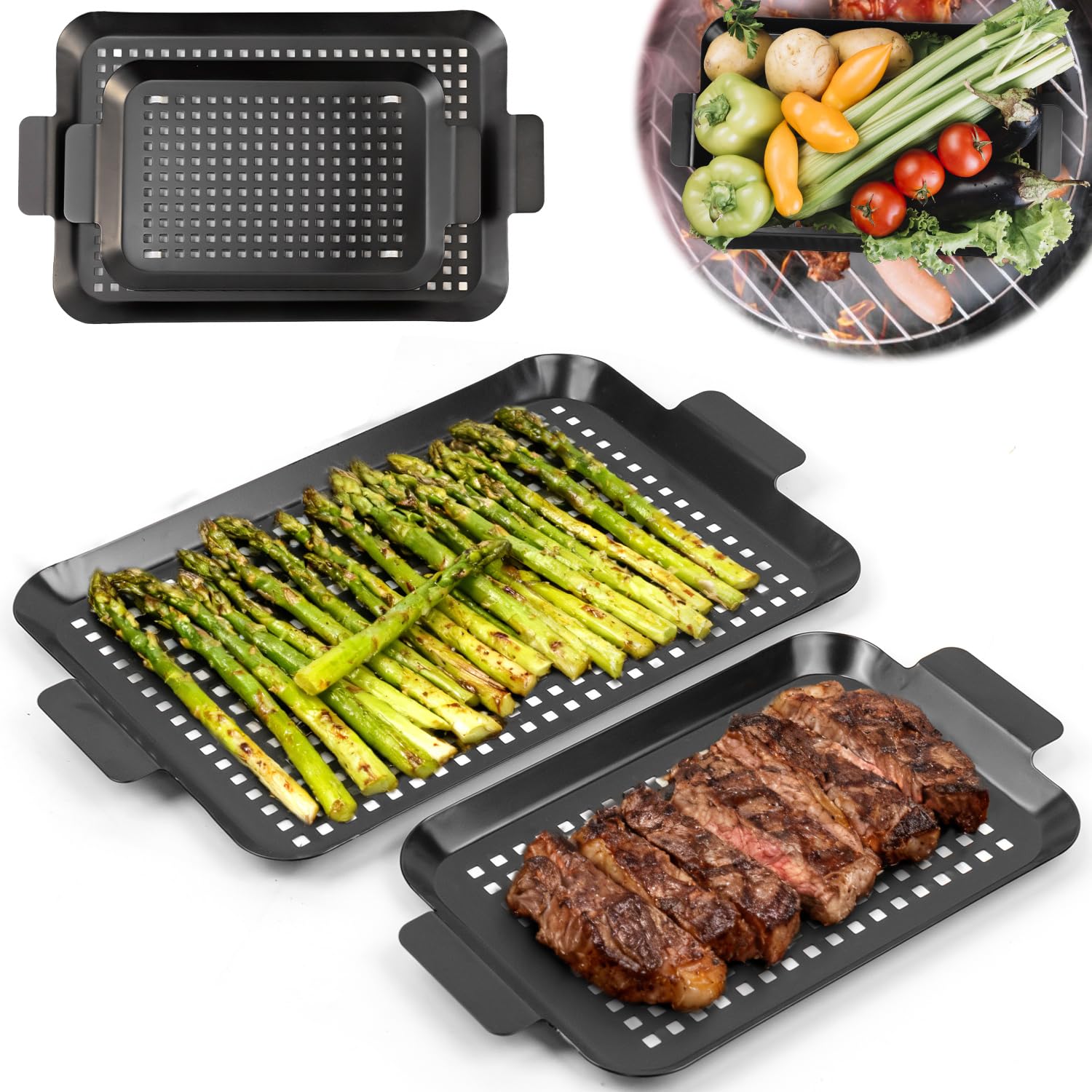 Camping Cooking Griddle - 2 SZT. Patelnia do grillowania, nakładka