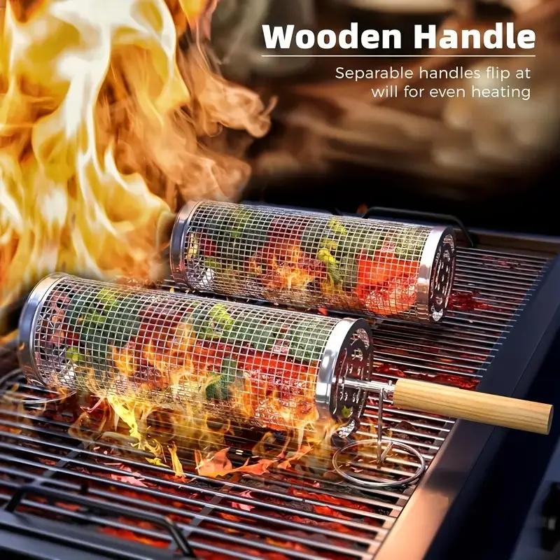 Camping Cooking Griddle - Kosz do grillowania ze stali nierdzewnej,