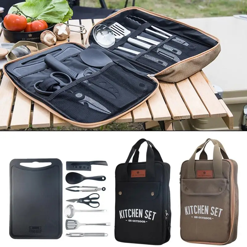 Camping Cooking Kitchen Set - 8-częściowy zestaw naczyń kuchennych na kemping,