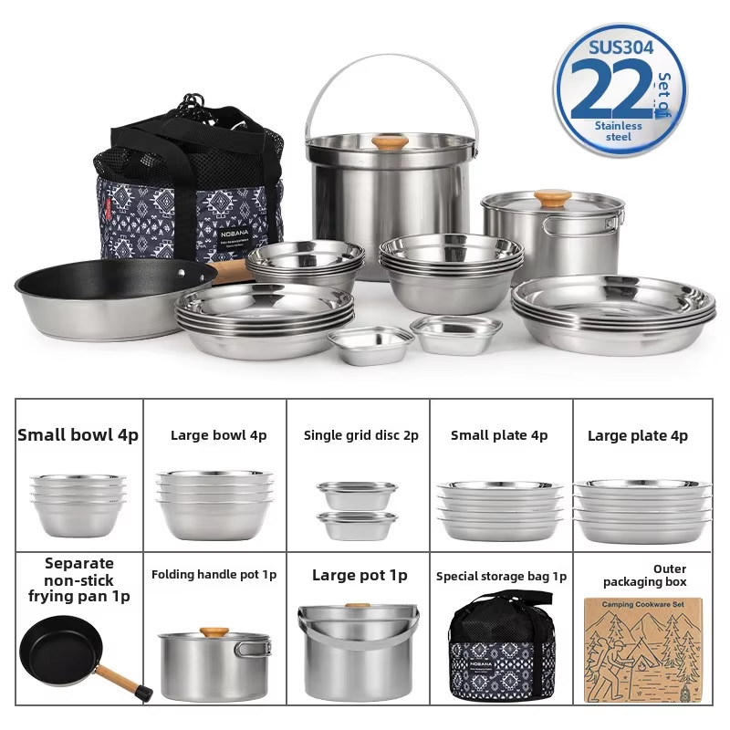 Camping Cooking Kitchen Set - NOBANA najnowszy zestaw garnków ze stali