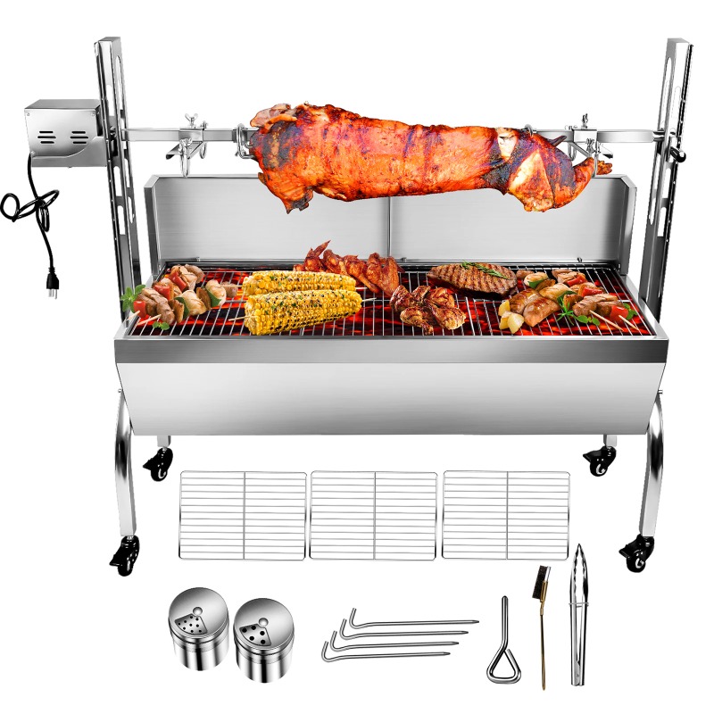 Camping Cooking Equipment Electric - Grill 2w1 z rożnem i obrotnicą,