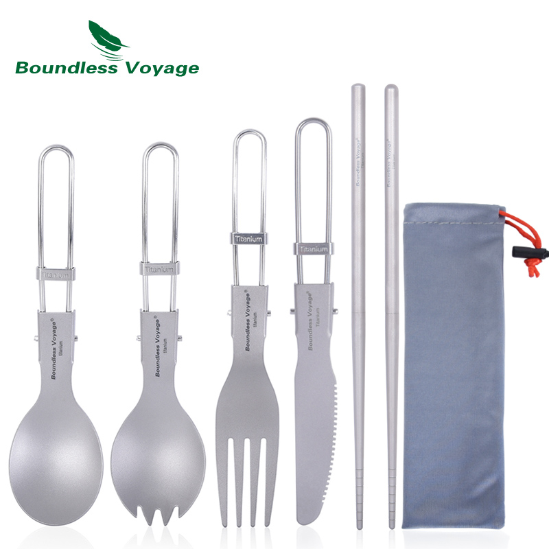 Camp Spork Set - Bezgraniczna Podróż Tytanowe Sztućce Kempingowe Składana