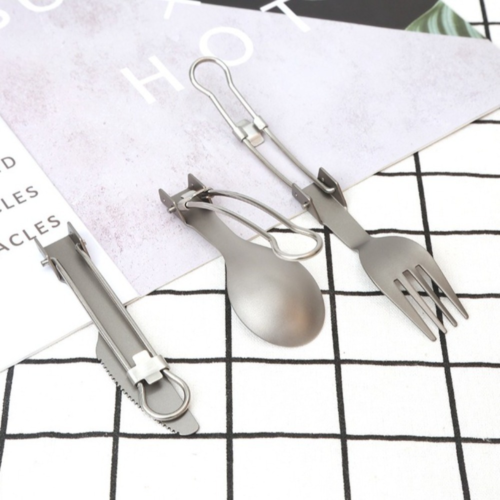Camp Spork Set - Półpolerowany Tytanowy Składany Spork Lekki Składany