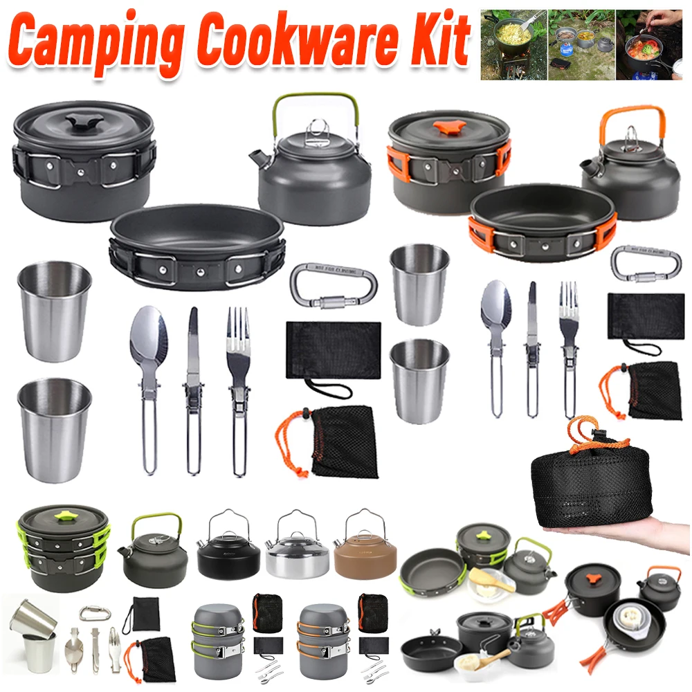 Camping Cooking Kit - Zestaw naczyń kempingowych Czajnik Garnek Patelnia