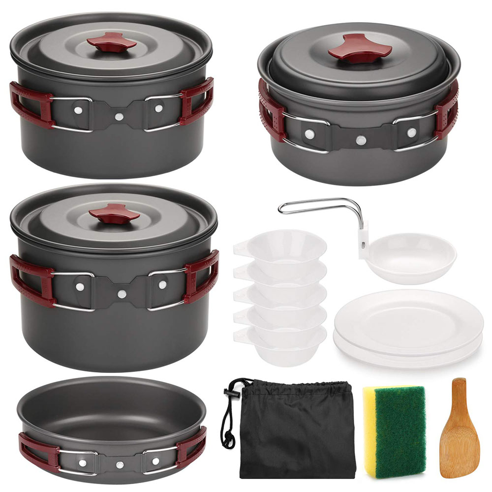 Camping Cooking Kitchen Set - Zestaw naczyń kempingowych na zewnątrz Nieprzywierające