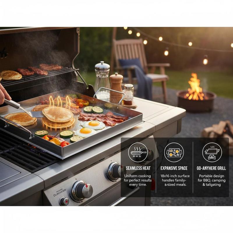 Uniwersalna płaska płyta grill – Camping Cooking Griddle recenzja i cena