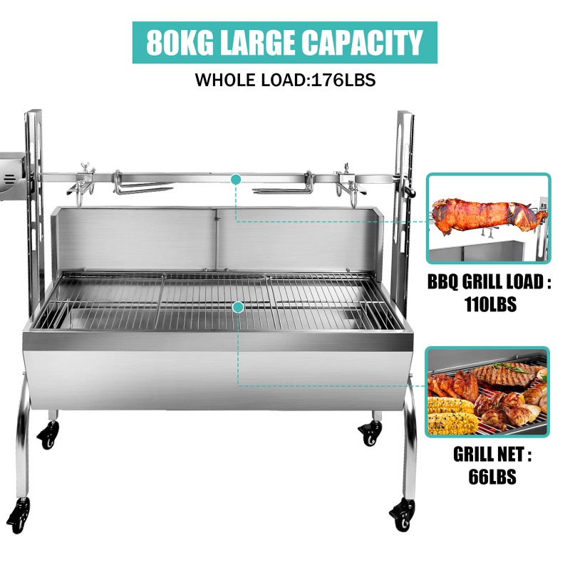 Grill 2w1 z rożnem i obrotnicą – Camping Cooking Equipment Electric recenzja i cena