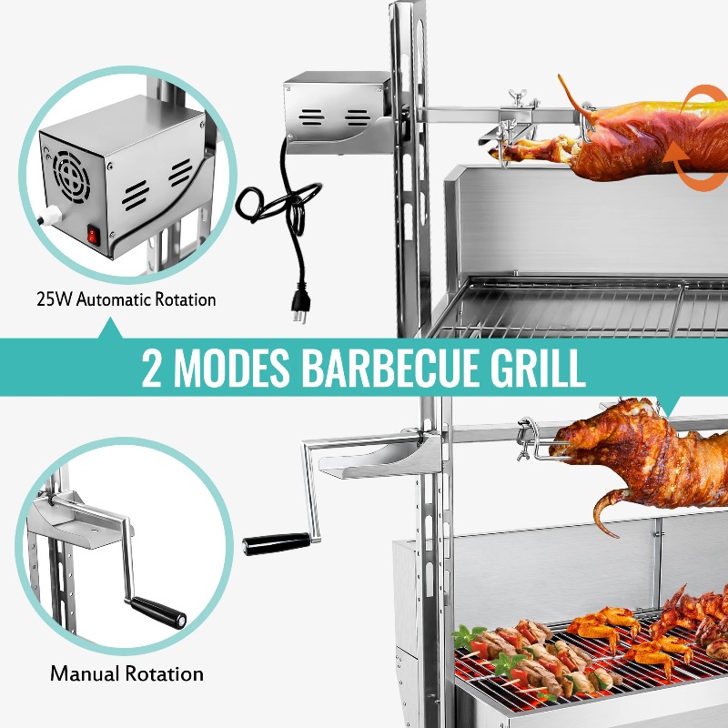 Grill 2w1 z rożnem i obrotnicą – Camping Cooking Equipment Electric recenzja i cena