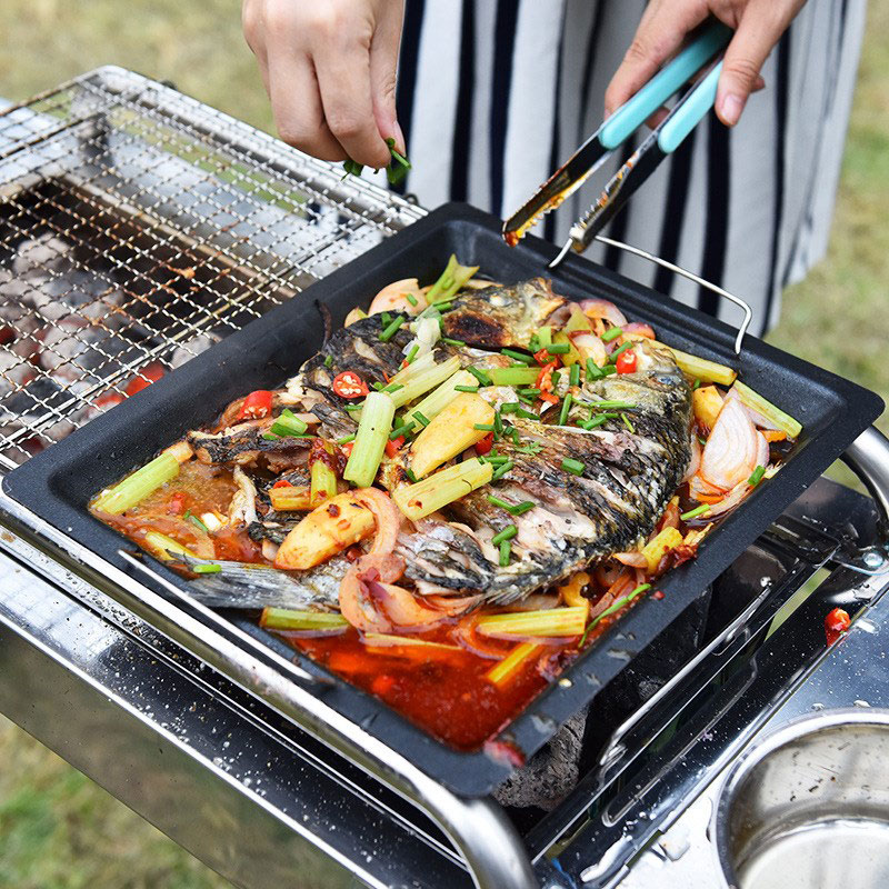 Gruba kwadratowa patelnia gril – Camping Cooking Griddle recenzja i cena